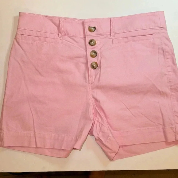 Loft Shorts Womens Loft Shorts Womens Pink Denim Exposed Button Fly Stretch - Picture 1 of 6